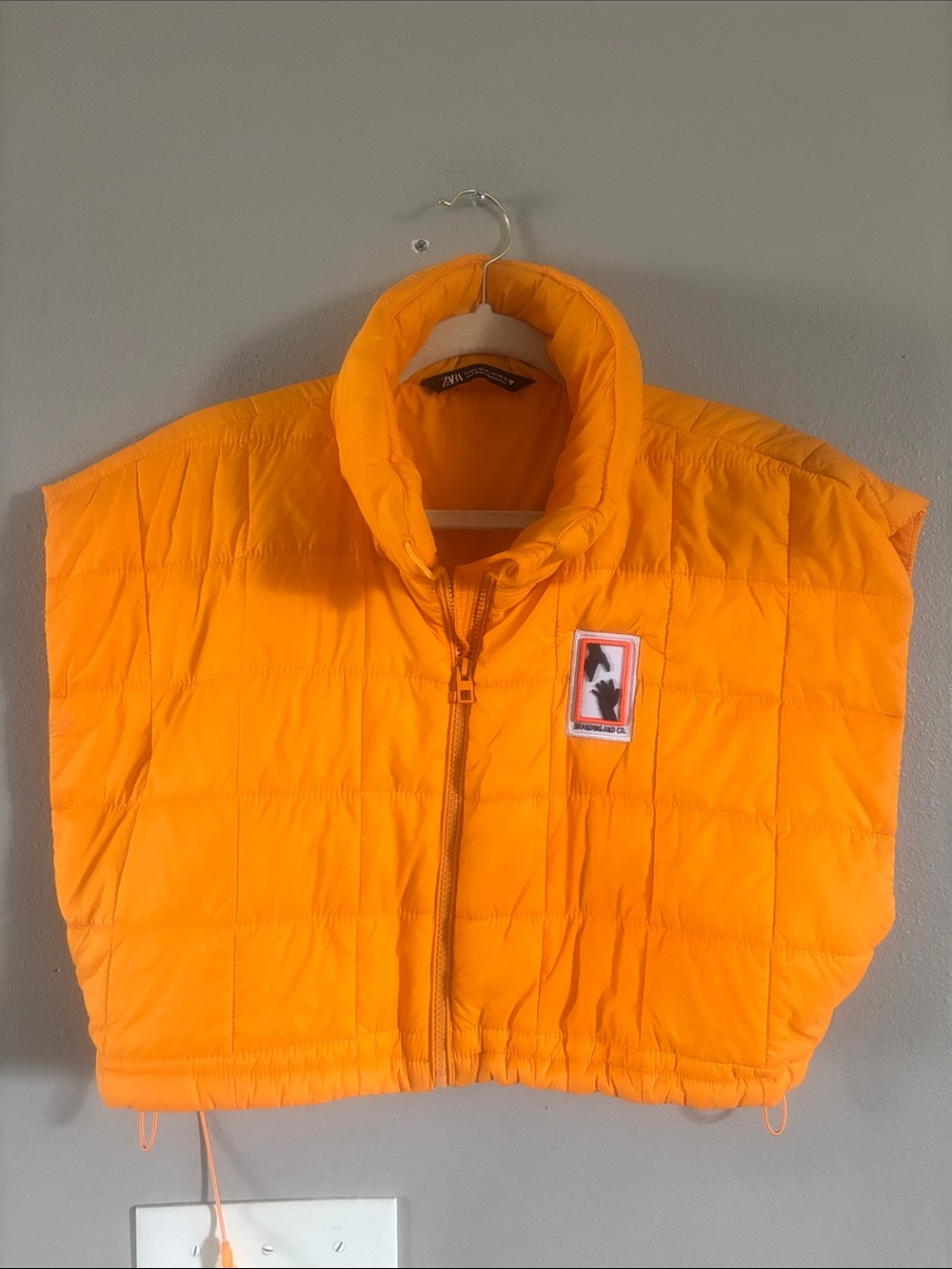 Zara Orange Quilted Puffer Vest